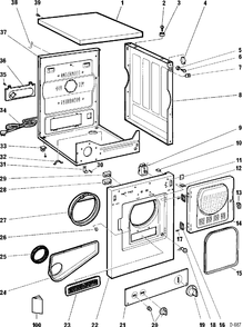 CABINET Diagram and Parts List for CDM2000RW419  General Electric Dryer