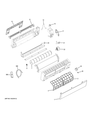 Part Location Diagram of WJ71X23473 GE DISPLAY PANEL
