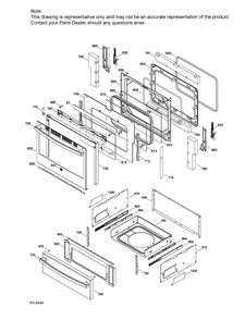 Door And Drawer Parts Diagram and Parts List for JCB840SF2SS  General Electric Range
