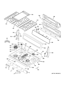 CONTROL PANEL & COOKTOP Diagram and Parts List for P2B940SEJ4SS  General Electric Range