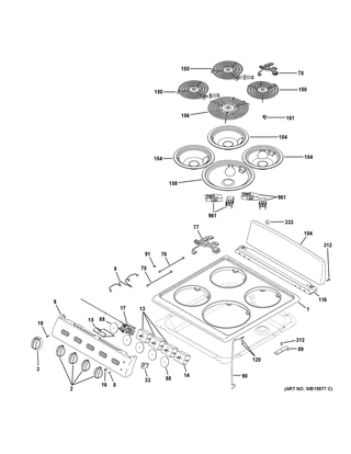 Part Location Diagram of WB03X31034 GE Infinite Knob (White)