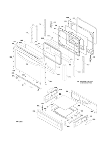 DOOR & DRAWER PARTS Diagram and Parts List for JCSP42DR3WW  General Electric Range