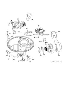 Sump & Motor Mechanism Diagram and Parts List for DDT575SGF5BB  General Electric Dishwasher