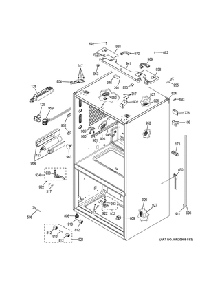 Case Parts Diagram and Parts List for GNE29GGKHWW  General Electric Refrigerator