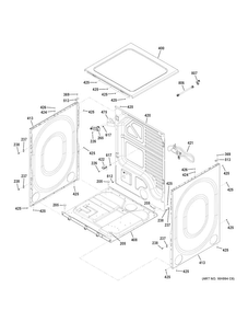 Cabinet & Top Panel Diagram and Parts List for GFD49GRPK0DG  General Electric Dryer
