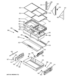 Fresh Food Shelves Diagram and Parts List for GNE26GGDDWW  General Electric Refrigerator