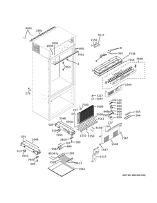 Cabinet (1) Diagram and Parts List for ZIC360NVHRH  General Electric Refrigerator