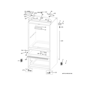 Case Parts Diagram and Parts List for CVE28DP4NHW2  General Electric Refrigerator