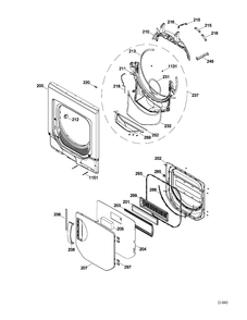 DOOR DRYER Diagram and Parts List for GUAP240EM4WW  General Electric Washer