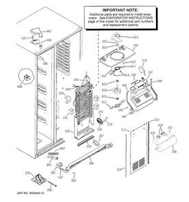 Freezer Section Diagram and Parts List for GSHS9NGYDCSS  General Electric Refrigerator