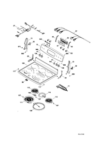 CONTROL PANEL & COOKTOP Diagram and Parts List for PCB900SR2SS  General Electric Range