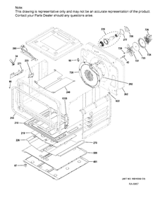 LOWER OVEN Diagram and Parts List for PCGS960BEL1TS  General Electric Range
