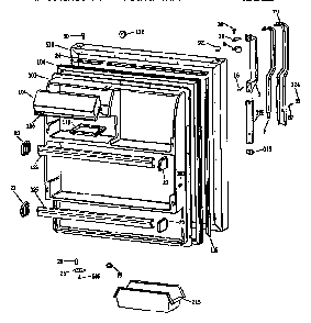 Fresh Food Door Diagram and Parts List for TBX18DASJRAD  General Electric Refrigerator