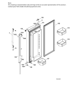 FF DOOR LEFT Diagram and Parts List for PNR22LSEBFES  General Electric Refrigerator