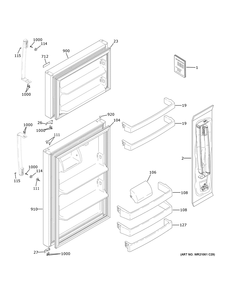 Doors Diagram and Parts List for XRS18GGAFSS  General Electric Refrigerator