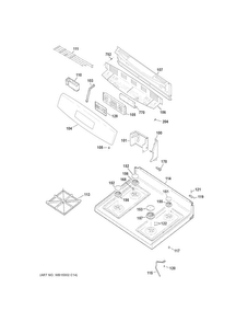 Control Panel & Cooktop Diagram and Parts List for JGB620REF3SS  General Electric Range