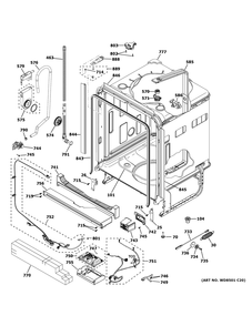 Body Parts 1 Diagram and Parts List for GDT665SFN3DS  General Electric Dishwasher