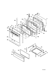 DOOR & DRAWER Diagram and Parts List for JCB630SF1SS  General Electric Range