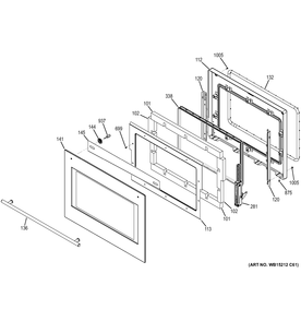 Part Location Diagram of WB56X23835 GE GLASS AND TRIM Assembly