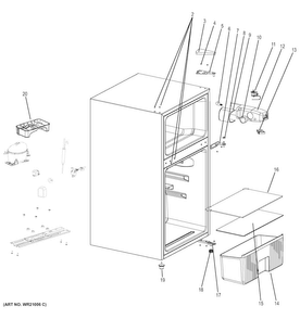 Cabinet Diagram and Parts List for GDE03GLHBLB  General Electric Refrigerator