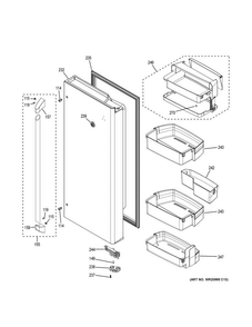 Fresh Food Door - Rh Diagram and Parts List for CWE23SSHJSS  General Electric Refrigerator
