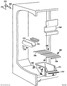 FREEZER SHELVES Diagram and Parts List for 39761-1  General Electric Refrigerator