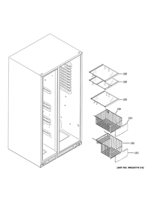 Freezer Shelves Diagram and Parts List for GSS25IGNEHWW  General Electric Refrigerator