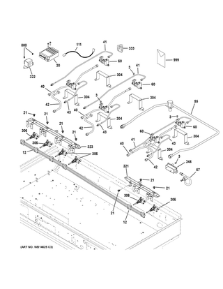 Gas & Burner Parts Diagram and Parts List for CGU486P2M1S1  General Electric Cooktop