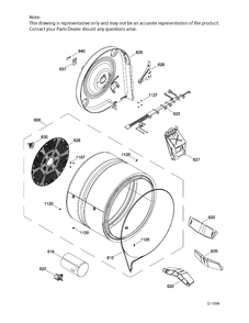 DRUM ASM Diagram and Parts List for GFMN110GD2WW  General Electric Dryer