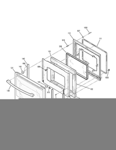 Door Diagram and Parts List for PB930SJ2SS  General Electric Range