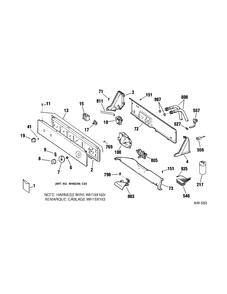 CONTROL PANEL Diagram and Parts List for GJSR2130B1WW  General Electric Washer