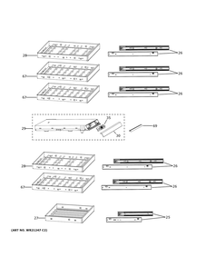 Shelves Diagram and Parts List for CCR06DM2PBS5  General Electric Wine and Beverage Cooler