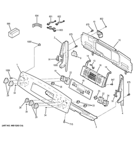 Control Panel Diagram and Parts List for JB745DF2WW  General Electric Range
