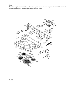 Control Panel And Cooktop Diagram and Parts List for JCB840SF2SS  General Electric Range