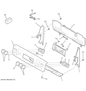 Control Panel Diagram and Parts List for JB860DJ3WW  General Electric Range