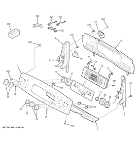 Control Panel Diagram and Parts List for JB745DF2BB  General Electric Range