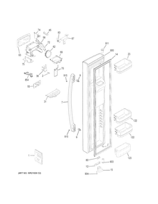 Freezer Door Diagram and Parts List for GSS25GGHFCBB  General Electric Refrigerator