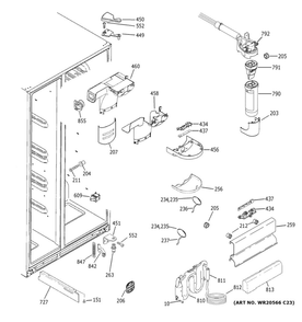 Fresh Food Section Diagram and Parts List for GSE23GGKNCCC  General Electric Refrigerator