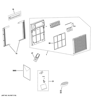 Room Air Conditioner Diagram and Parts List for AEC10AYL1  General Electric Air Conditioner