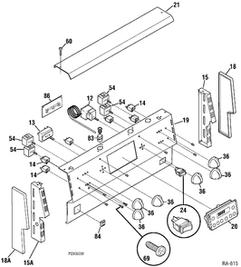 CONTROL PANEL Diagram and Parts List for GRMF2400ST-4  General Electric Range