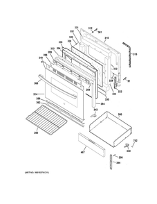 Door And Drawer Parts Diagram and Parts List for JBS360RT1SS  General Electric Range