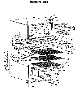 Cabinet Parts Diagram and Parts List for TB15SKB  General Electric Refrigerator