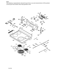 CONTROL PANEL & COOKTOP Diagram and Parts List for JCB730SK1SS  General Electric Range