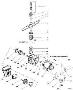 PUMP & MOTOR ASM. Diagram and Parts List for 40441119  General Electric Dishwasher