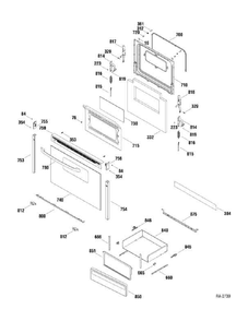 DOOR & DRAWER Diagram and Parts List for MCBS585WK2WW  General Electric Range