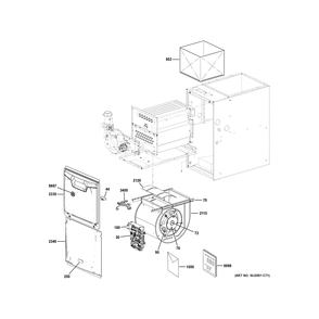 Cabinet (1) Diagram and Parts List for NF95X040S3BR0  General Electric Furnace