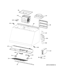 Range Hood Diagram and Parts List for CVW93043P1DS  General Electric Range Hood
