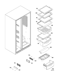 FF SHELVES Diagram and Parts List for PSDS5YGXAFSS  General Electric Refrigerator