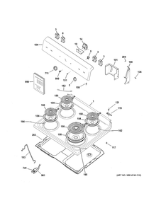 Control Panel And Cooktop Diagram and Parts List for RBS160DM4BB  General Electric Range