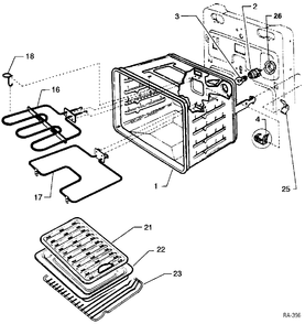 OVEN LINER PARTS Diagram and Parts List for 12450-1  General Electric Range